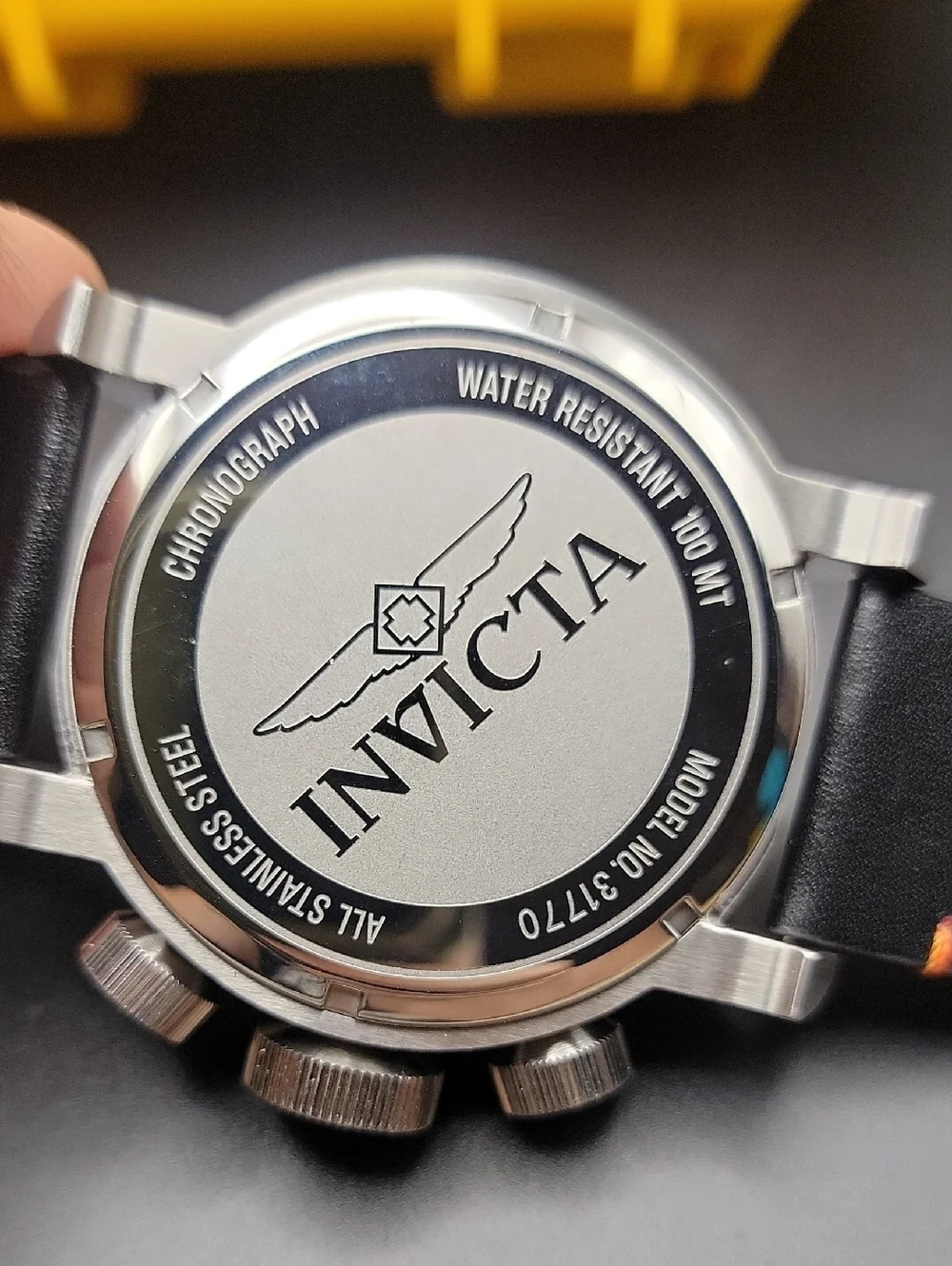 53mm Invicta CEO Mens Aviator Black Brushed Stainless Chronograph Watch Signed